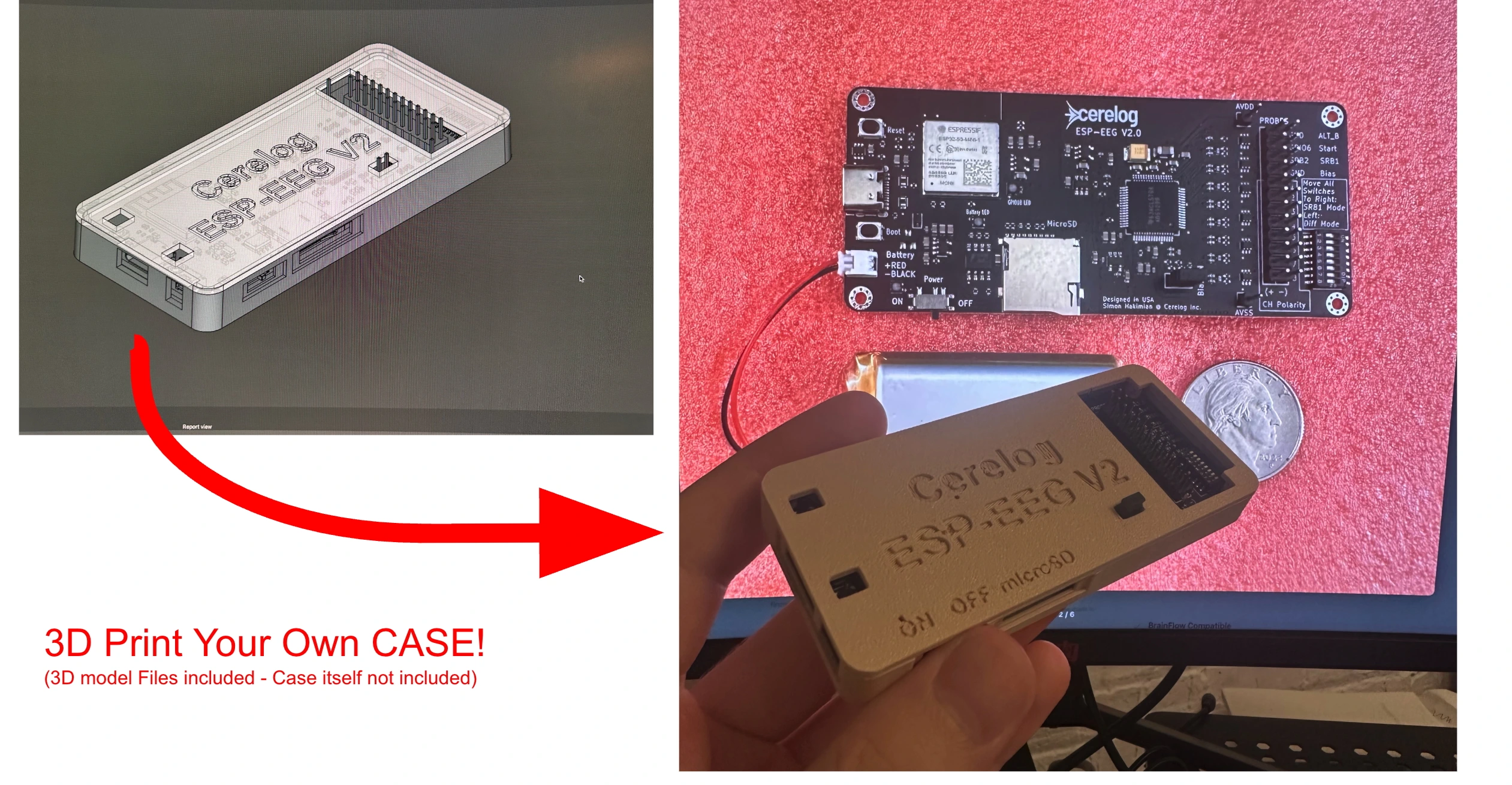 Cerelog ESP-EEG V2 board in its protective enclosure case thumbnail